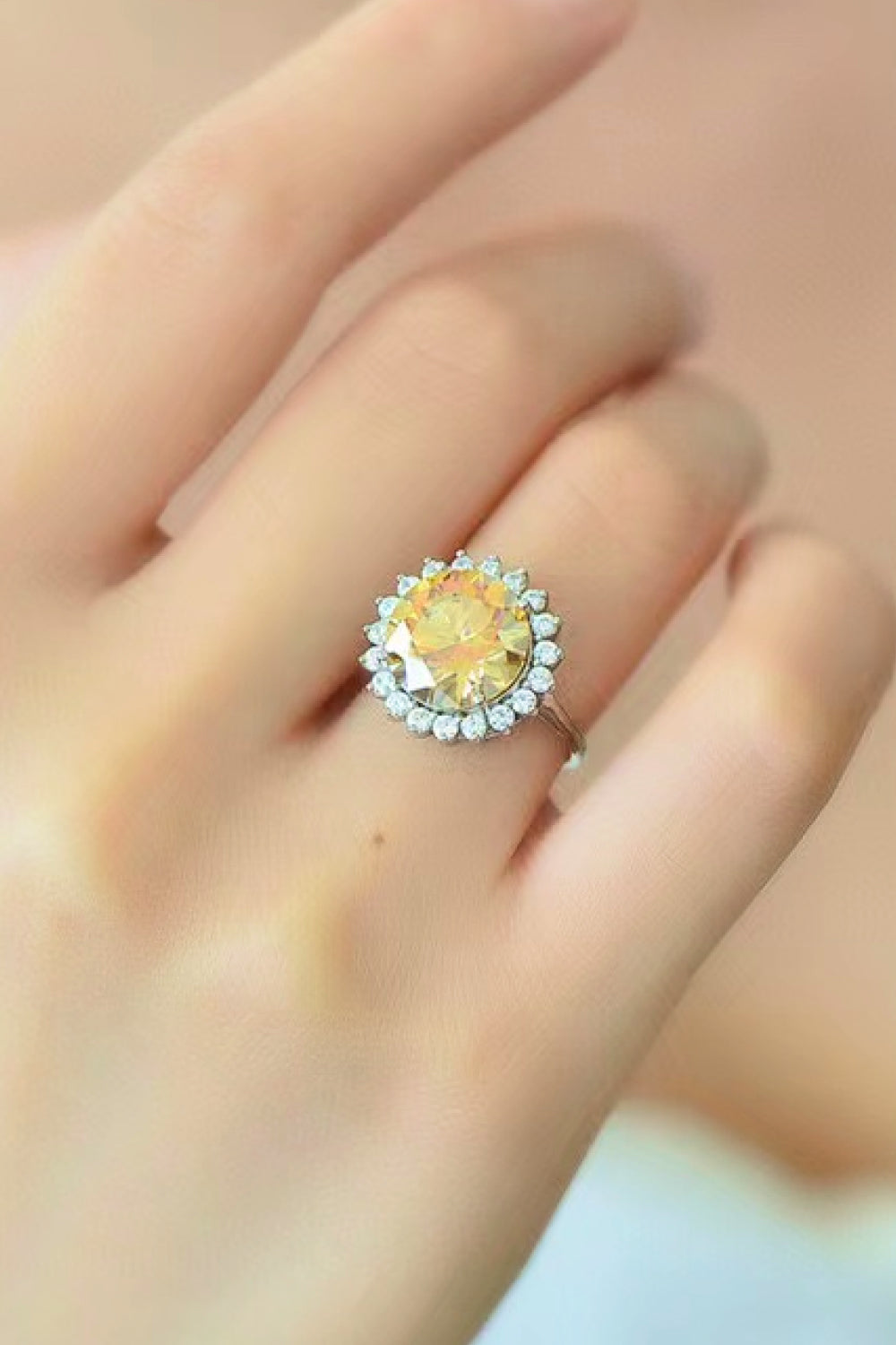 925 Sterling Silver 2 Carat Moissanite Sunflower Ring-Teresa&#39;s Fashionista LLC