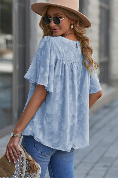 Round Neck Puff Sleeve Blouse-Teresa&#39;s Fashionista LLC