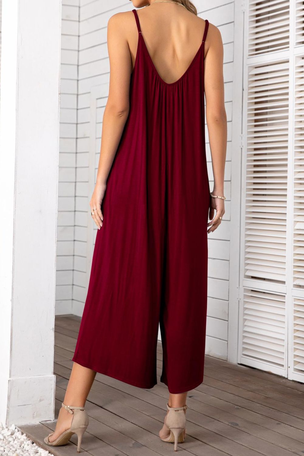 Spaghetti Strap Scoop Neck Jumpsuit-Teresa&#39;s Fashionista LLC