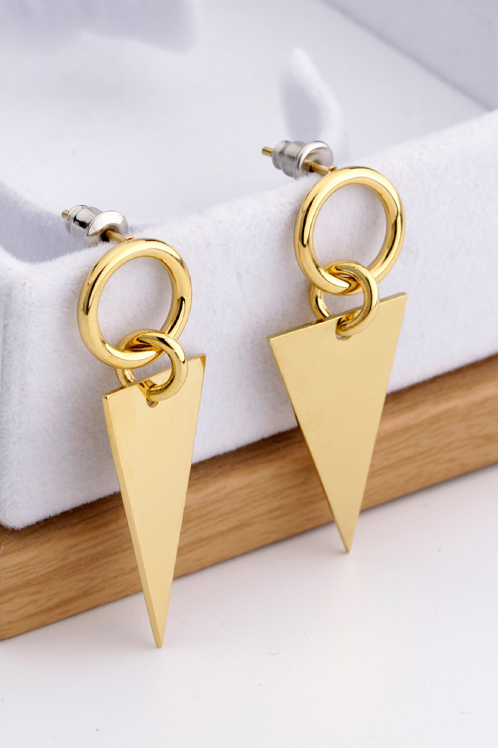 Stainless Steel Triangle Dangle Earrings-Teresa&#39;s Fashionista LLC