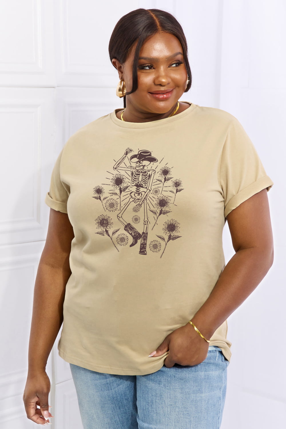 Simply Love Full Size Skeleton Graphic Cotton Tee-Teresa&#39;s Fashionista LLC