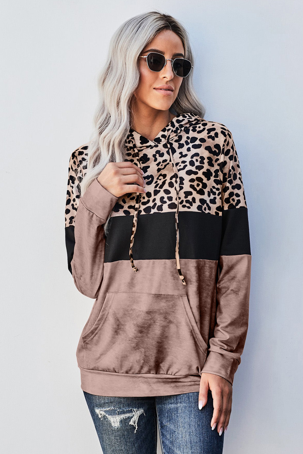 Leopard Color Block Hoodie-Teresa&#39;s Fashionista LLC