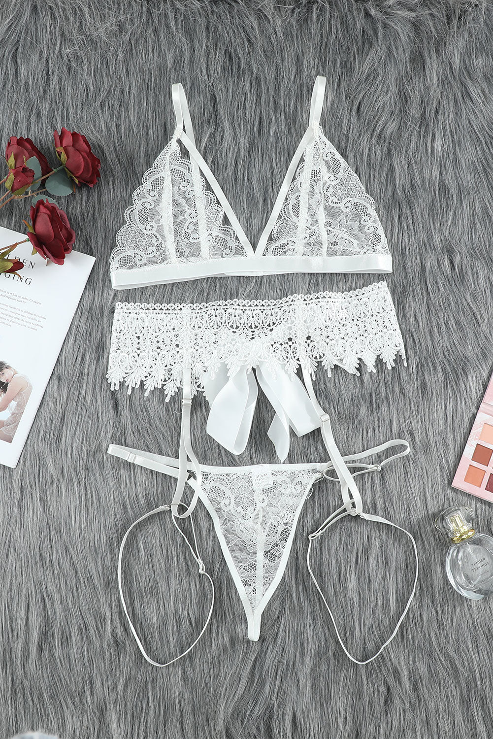 Lace Lingerie Three-Piece Set-Teresa&#39;s Fashionista LLC