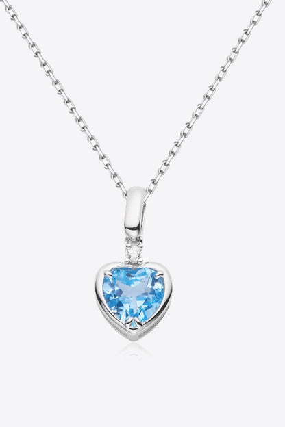 Topaz Heart Pendant Necklace-Teresa&#39;s Fashionista LLC