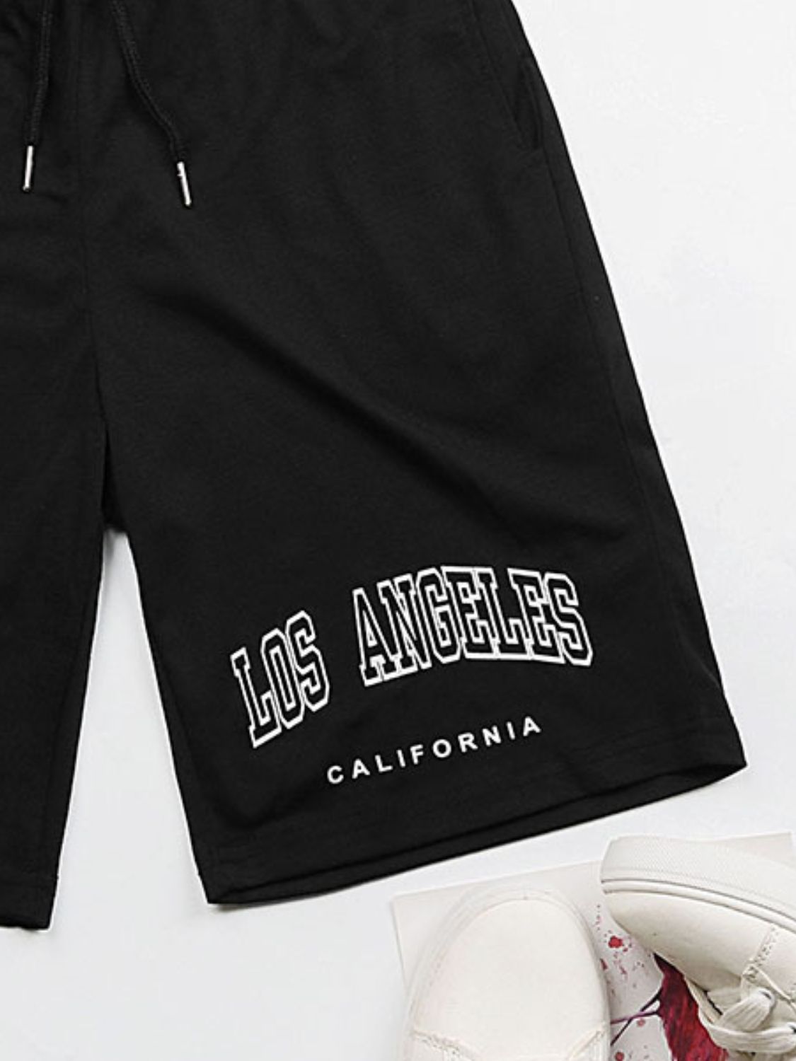 LOS ANGELES CALIFORNIA Graphic Drawstring Shorts-Teresa&#39;s Fashionista LLC