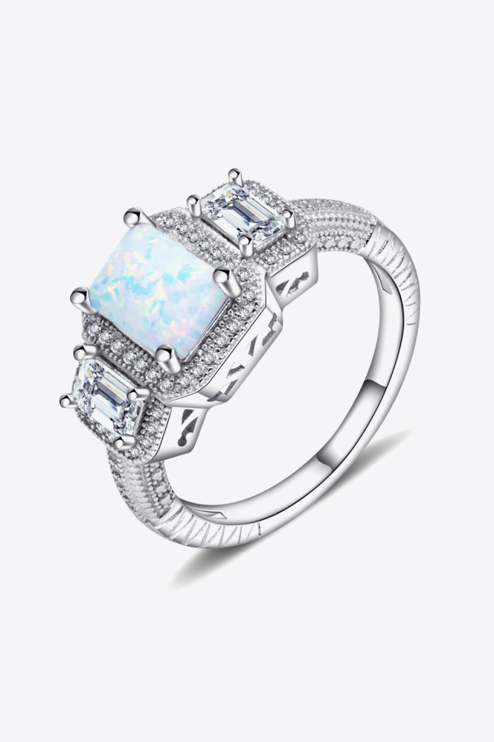 925 Sterling Silver Square Opal Ring-Teresa&#39;s Fashionista LLC