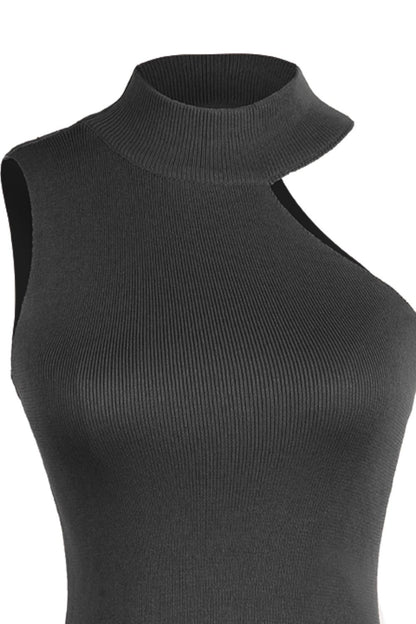 Asymmetrical Sleeveless Rib-Knit Top-Teresa&#39;s Fashionista LLC