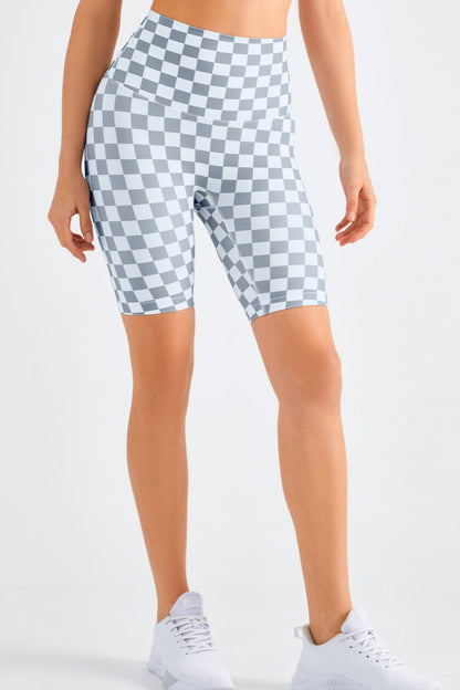 Checkered Wide Waistband Biker Shorts-Teresa&#39;s Fashionista LLC