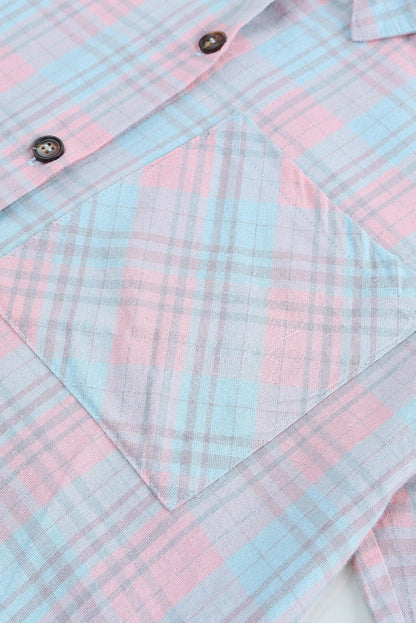 Plaid Button-Up Dropped Shoulder Shirt-Teresa&#39;s Fashionista LLC