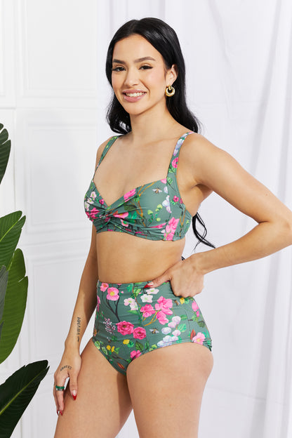 Marina West Swim Take A Dip Twist High-Rise Bikini in Sage-Teresa&#39;s Fashionista LLC