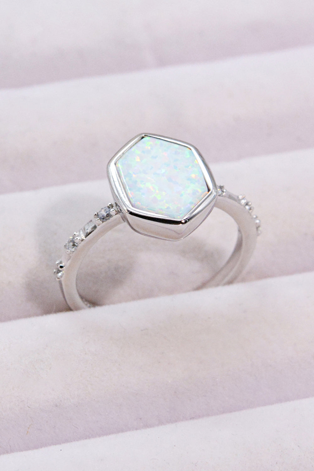 Opal Hexagon 925 Sterling Silver Ring-Teresa&#39;s Fashionista LLC