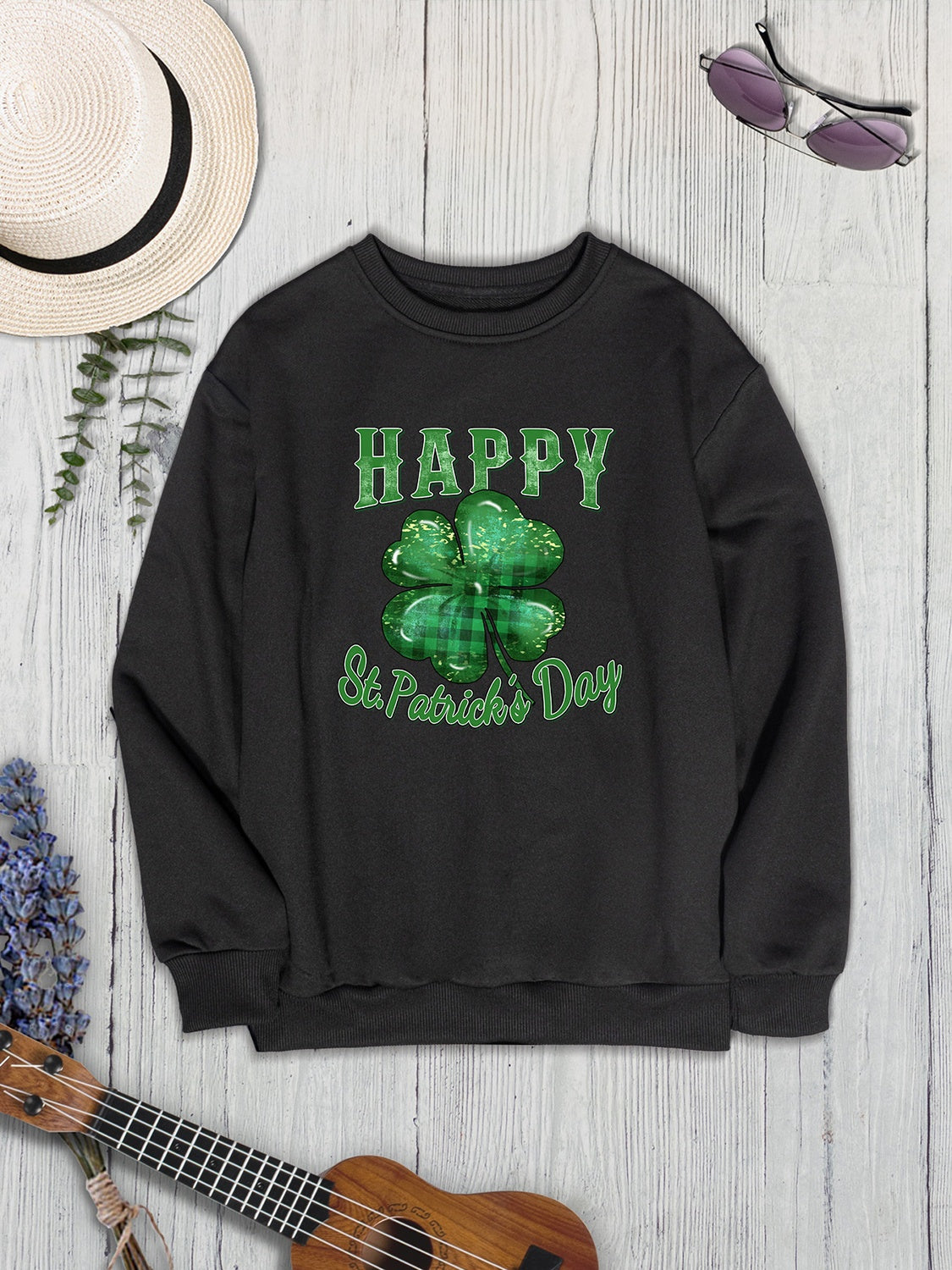 HAPPY ST. PATRICK'S DAY Dropped Shoulder Sweatshirt-Teresa&#39;s Fashionista LLC