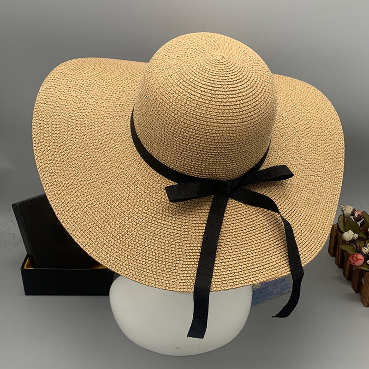 Bow Paper Braided Wide Brim Hat-Teresa&#39;s Fashionista LLC