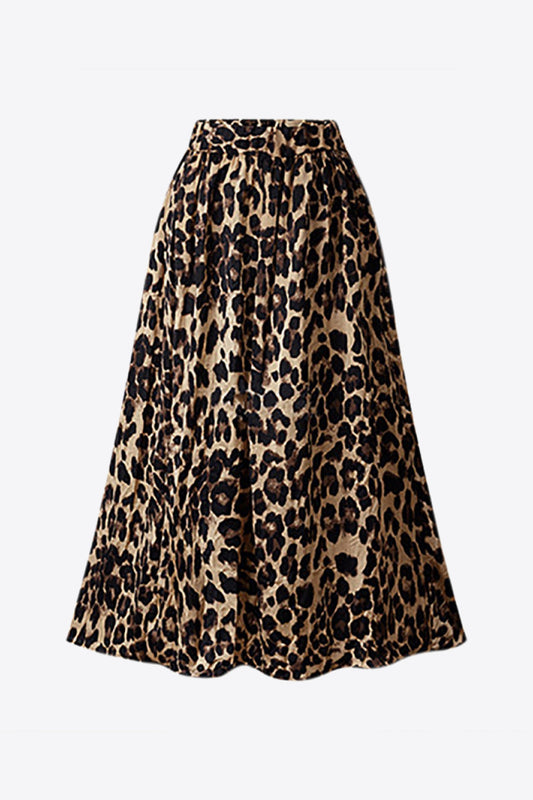 Plus Size Leopard Print Midi Skirt-Teresa&#39;s Fashionista LLC