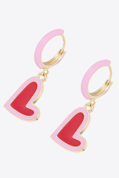 5-Pair Wholesale Contrast Heart-Shaped Drop Earrings-Teresa&#39;s Fashionista LLC