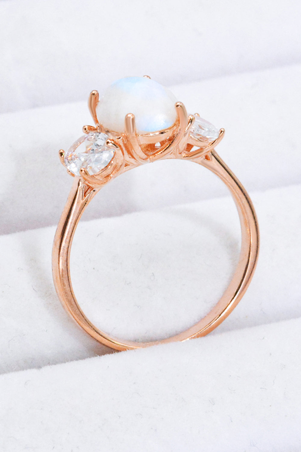 Natural Moonstone and Zircon Ring-Teresa&#39;s Fashionista LLC