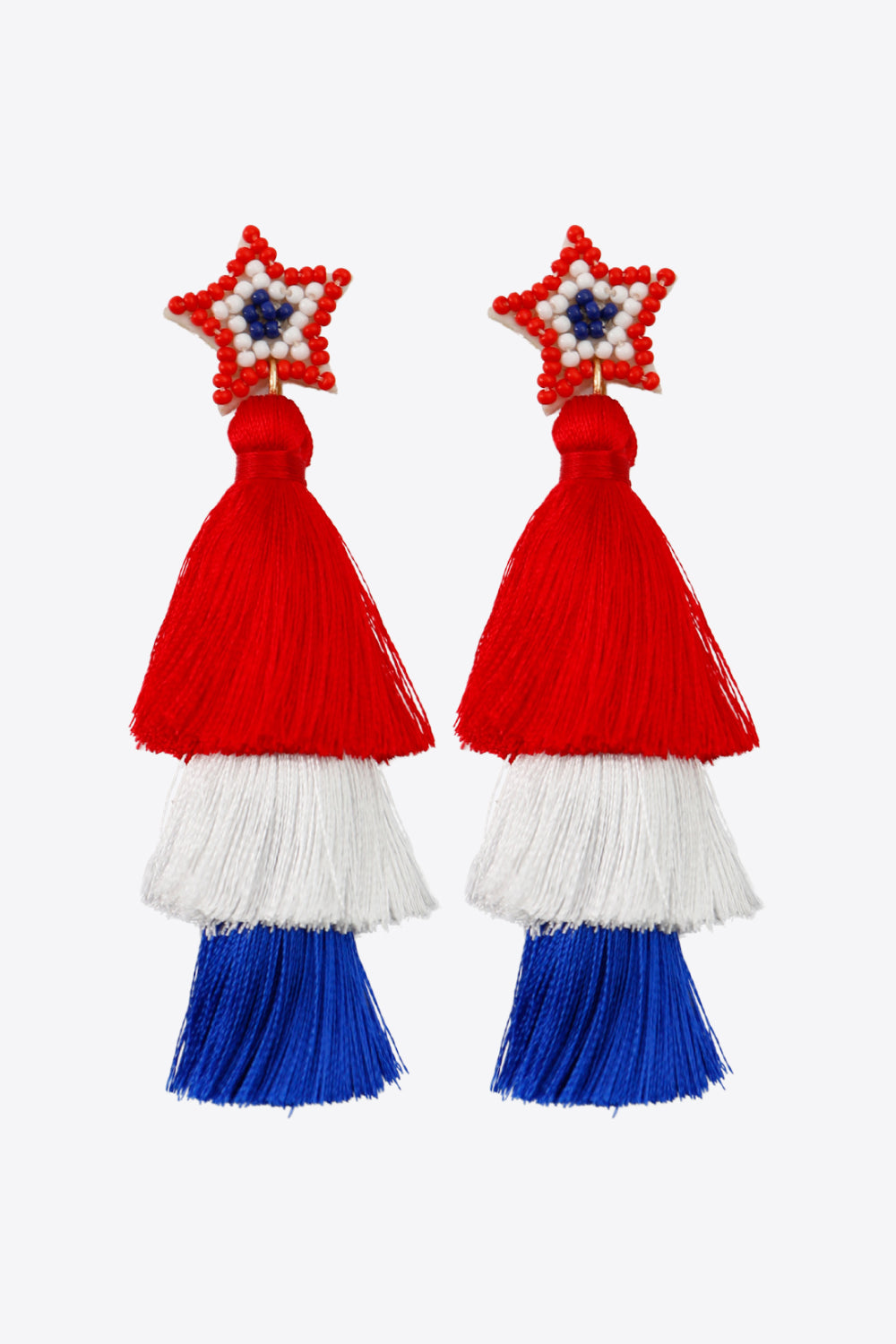 Beaded Star Tassel Dangle Earrings-Teresa&#39;s Fashionista LLC