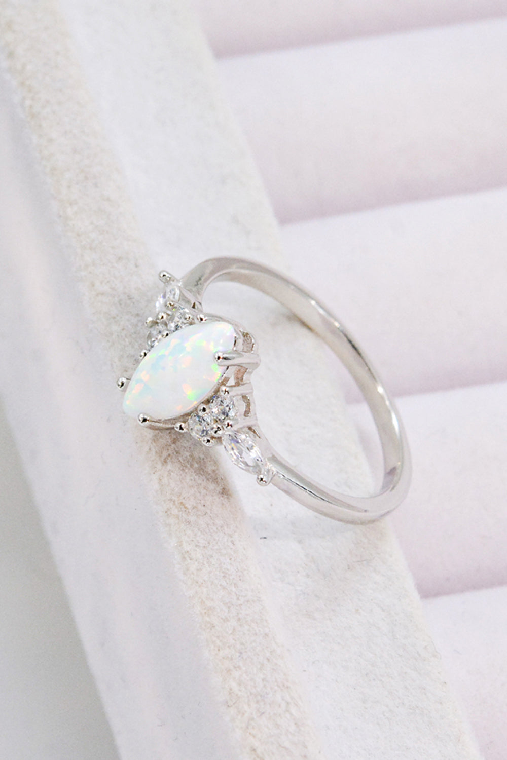 Opal and Zircon Platinum-Plated Ring-Teresa&#39;s Fashionista LLC