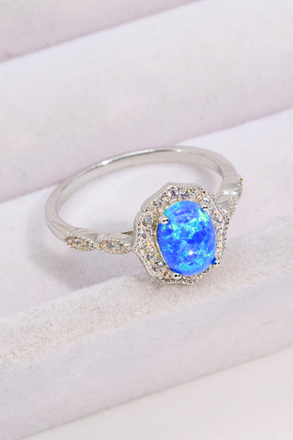 Opal and Zircon 925 Sterling Silver Ring-Teresa&#39;s Fashionista LLC