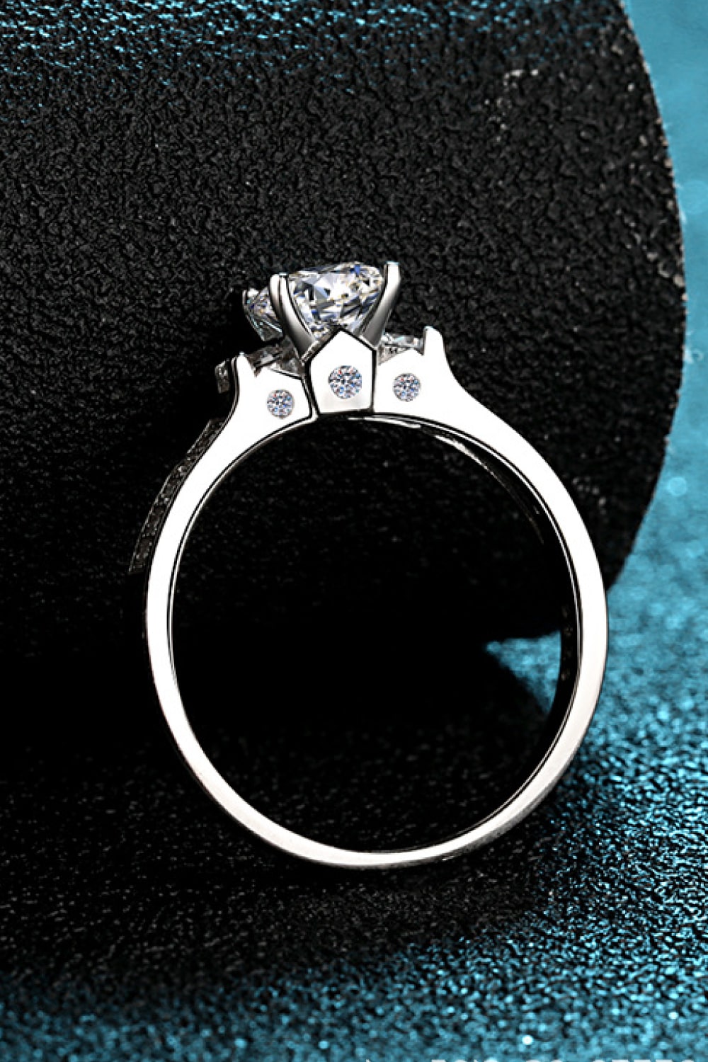 Lucky Charm Moissanite Rhodium-Plated Ring-Teresa&#39;s Fashionista LLC