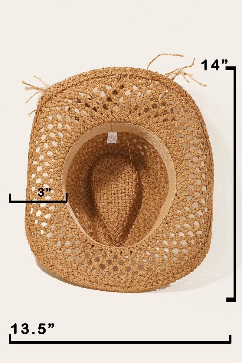 Fame Cowrie Shell Beaded String Straw Hat-Teresa&#39;s Fashionista LLC