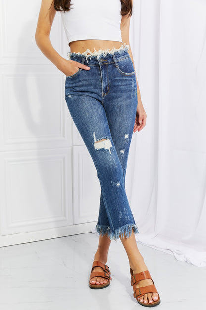 RISEN Full Size Undone Chic Straight Leg Jeans-Teresa&#39;s Fashionista LLC