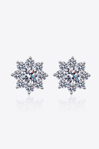 1 Carat Moissanite 925 Sterling Silver Flower Earrings-Teresa&#39;s Fashionista LLC