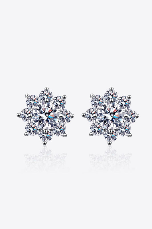 1 Carat Moissanite 925 Sterling Silver Flower Earrings - Teresa's Fashionista LLC