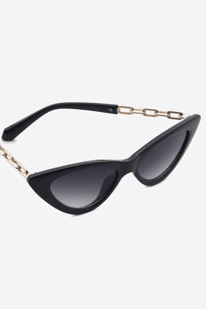 Chain Detail Cat-Eye Sunglasses-Teresa&#39;s Fashionista LLC