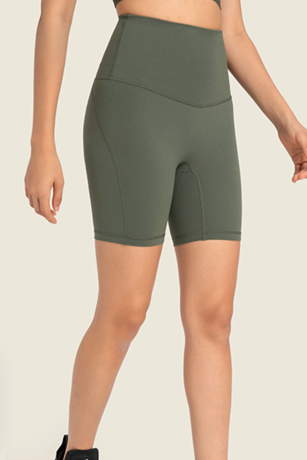 Seamless High-Rise Wide Waistband Biker Shorts-Teresa&#39;s Fashionista LLC