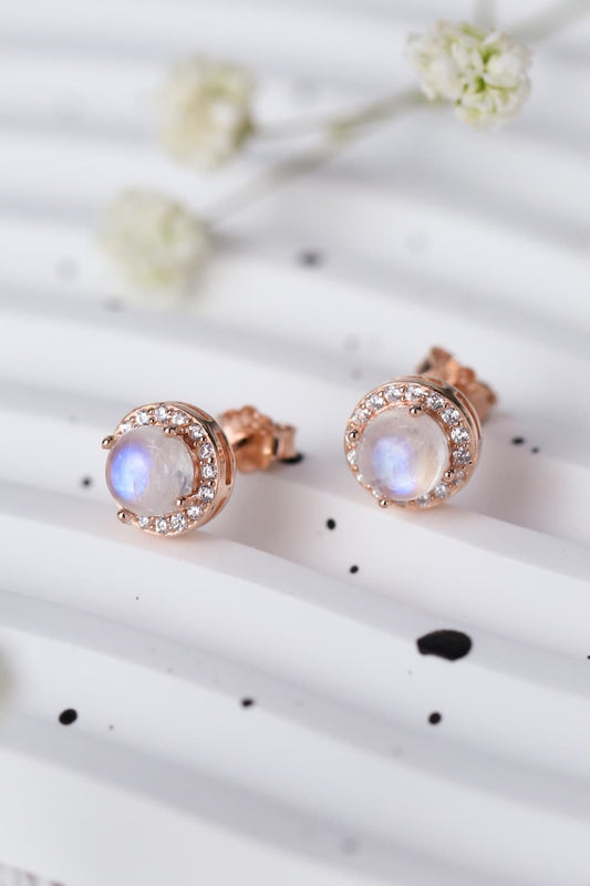 High Quality Natural Moonstone 925 Sterling Silver Stud Earrings-Teresa&#39;s Fashionista LLC