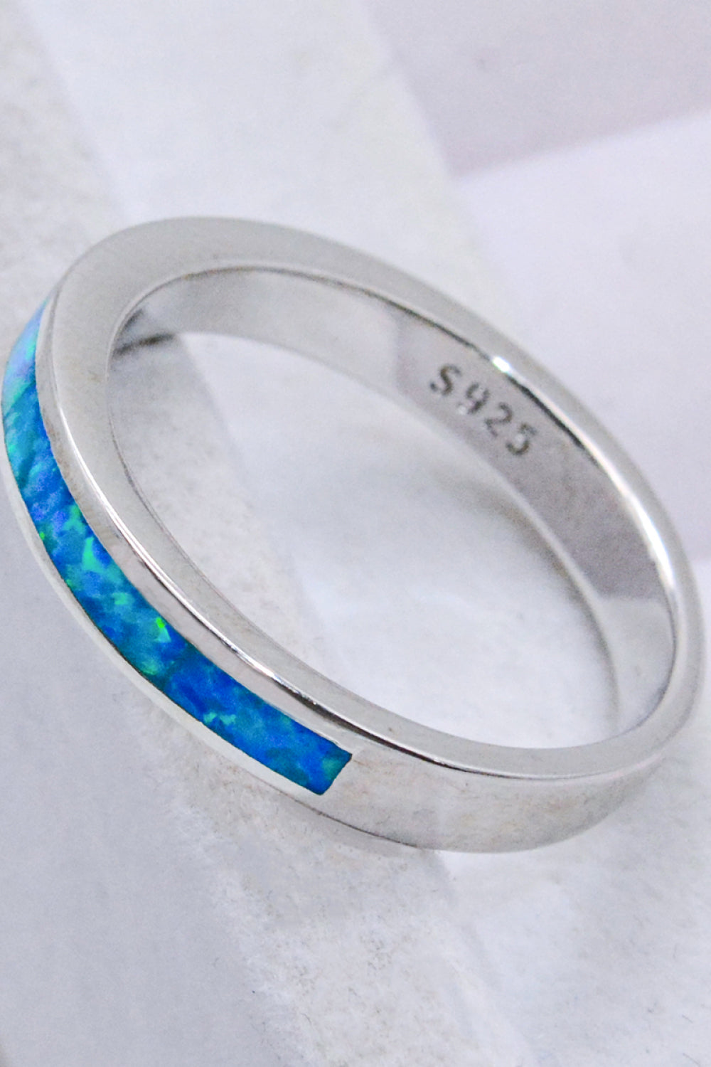 925 Sterling Silver Opal Ring in Sky Blue-Teresa&#39;s Fashionista LLC