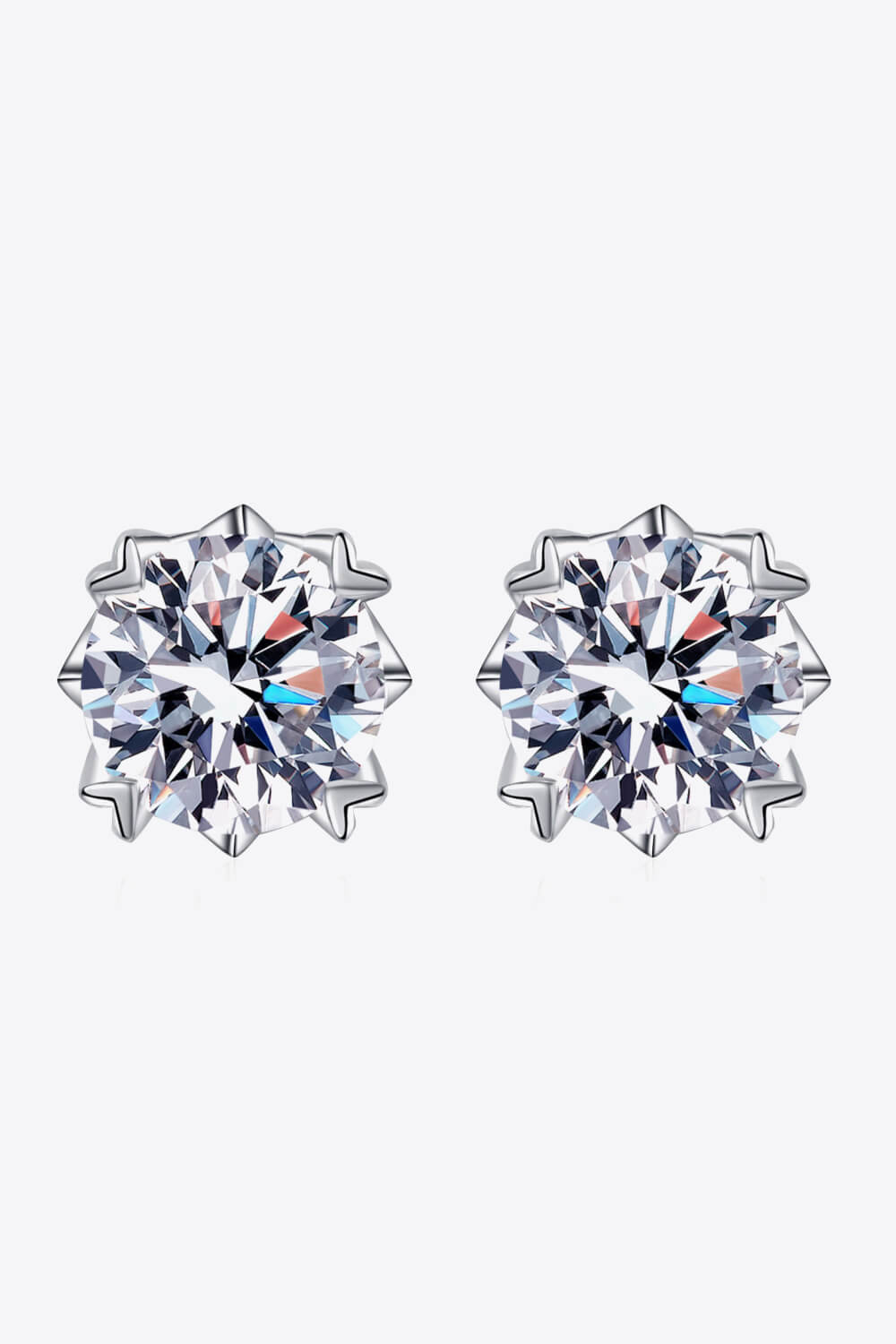 925 Sterling Silver 4 Carat Moissanite Stud Earrings-Teresa&#39;s Fashionista LLC