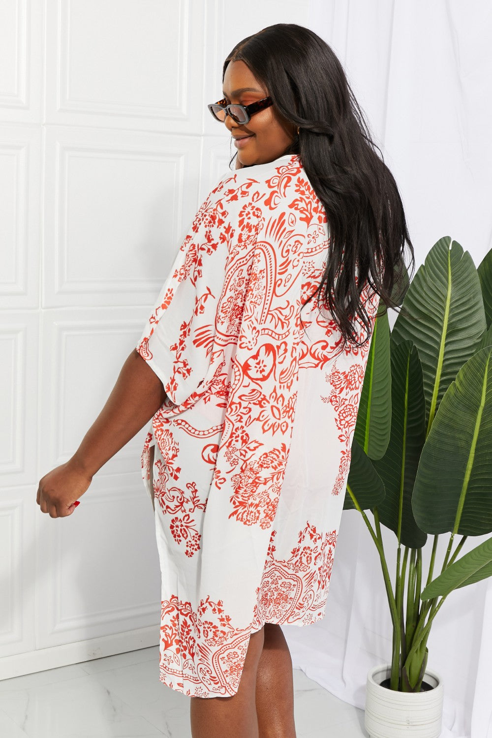 Floral Side Slit Cover Up-Teresa&#39;s Fashionista LLC