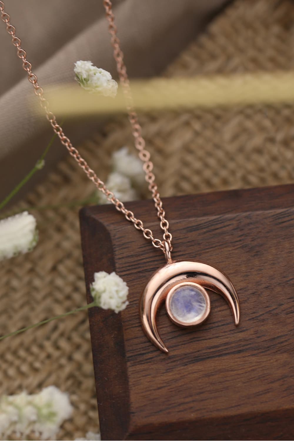 High Quality Natural Moonstone Moon Pendant 925 Sterling Silver Necklace-Teresa&#39;s Fashionista LLC