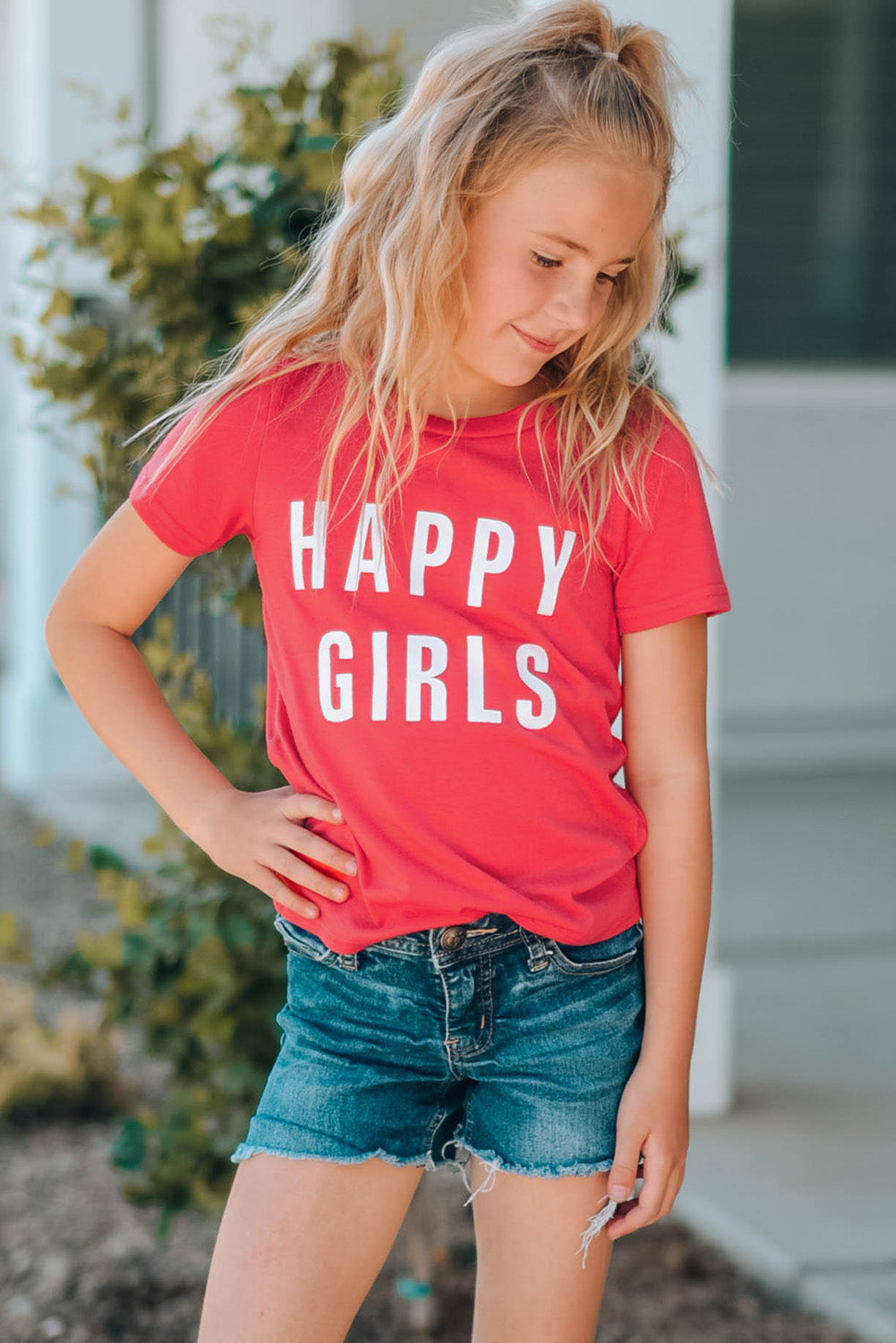 Girls Letter Graphic Short Sleeve T-Shirt-Teresa&#39;s Fashionista LLC