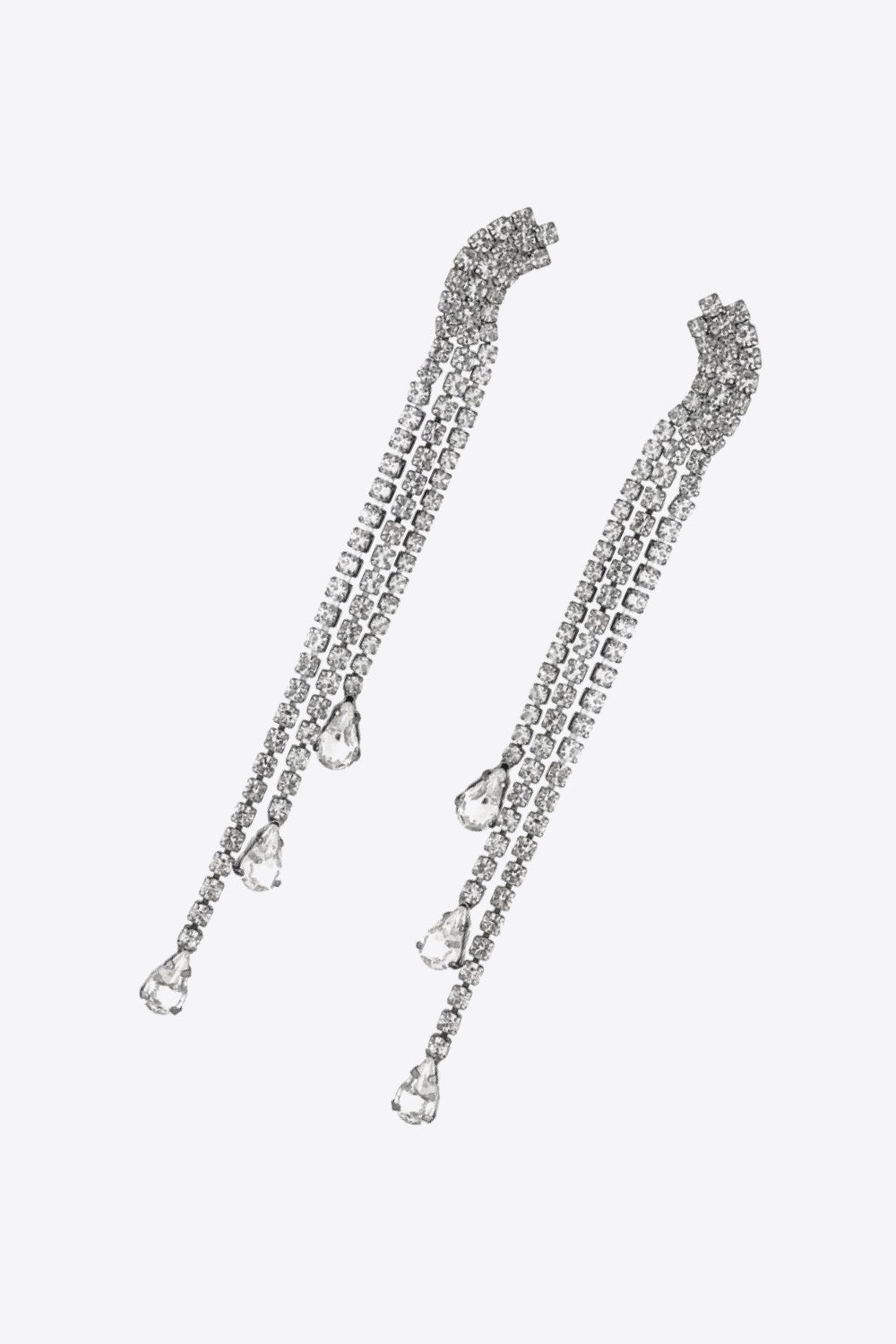 Glass Stone Fringe Dangle Earrings-Teresa&#39;s Fashionista LLC