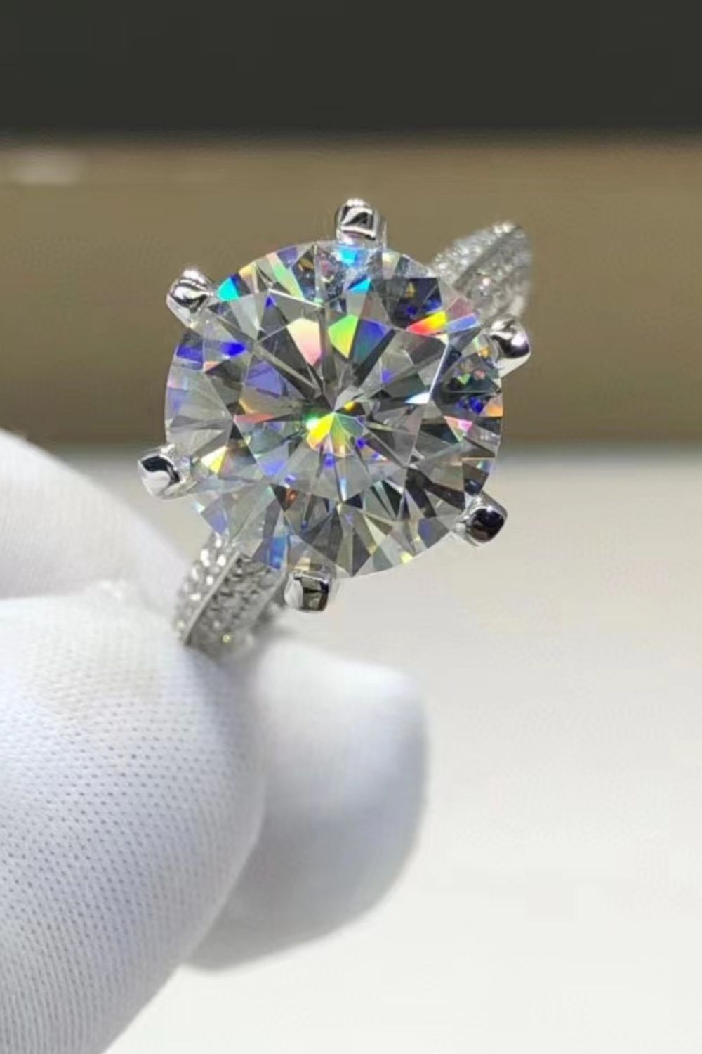 5 Carat Moissanite 6-Prong Ring-Teresa&#39;s Fashionista LLC