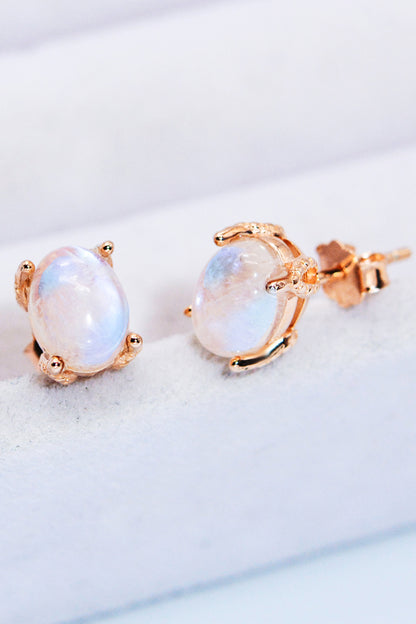 Natural Moonstone 4-Prong Stud Earrings-Teresa&#39;s Fashionista LLC