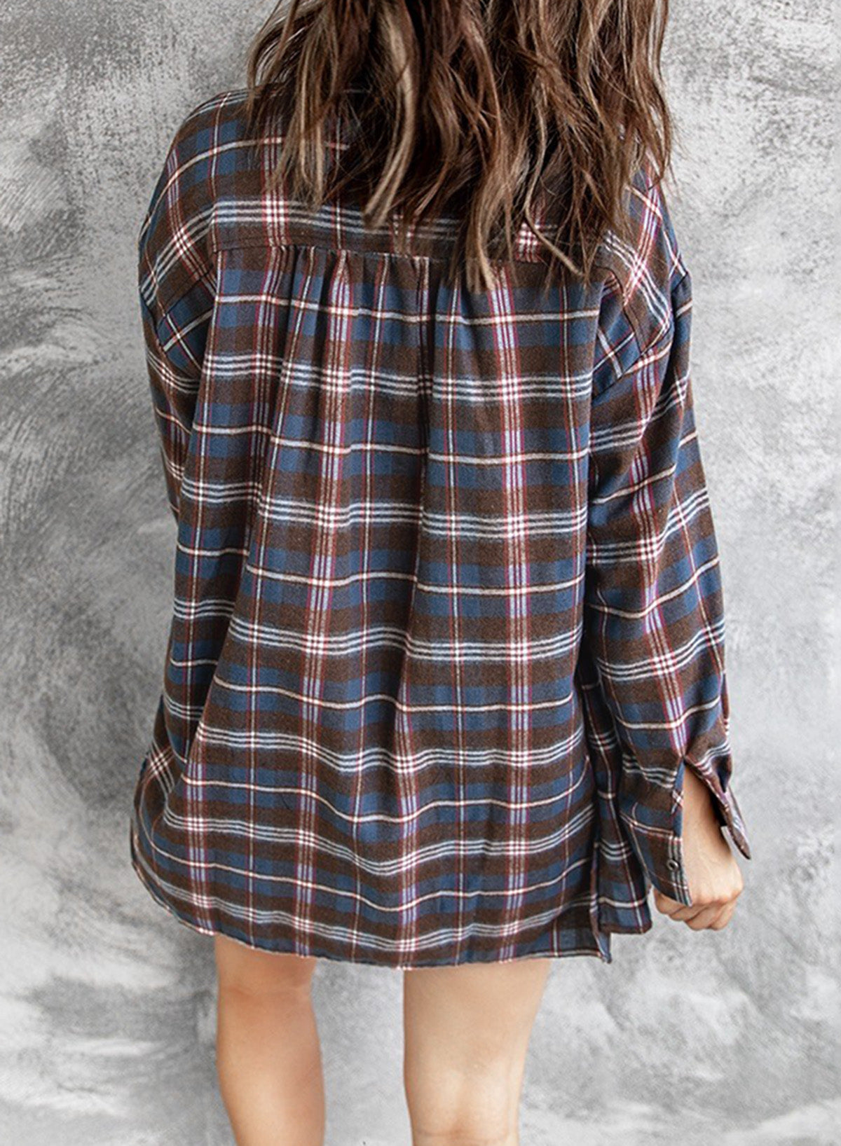 Plaid Slit High-Low Shirt with Pockets-Teresa&#39;s Fashionista LLC