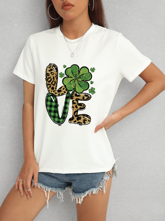 LOVE Round Neck Short Sleeve T-Shirt-Teresa&#39;s Fashionista LLC