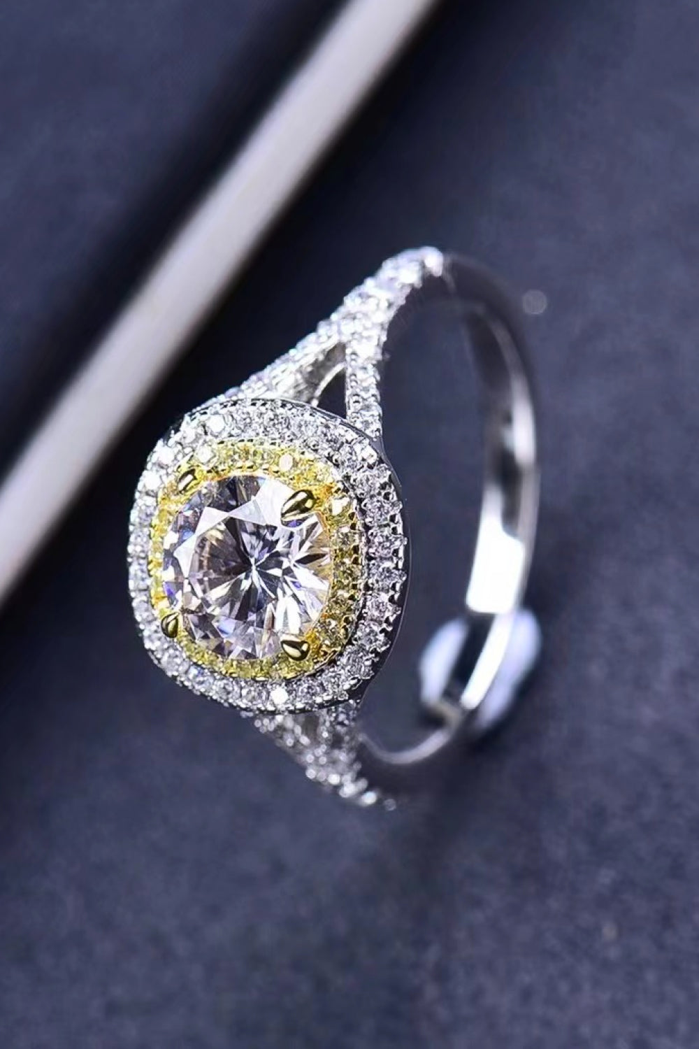 Two-Tone 1 Carat Moissanite Ring-Teresa&#39;s Fashionista LLC