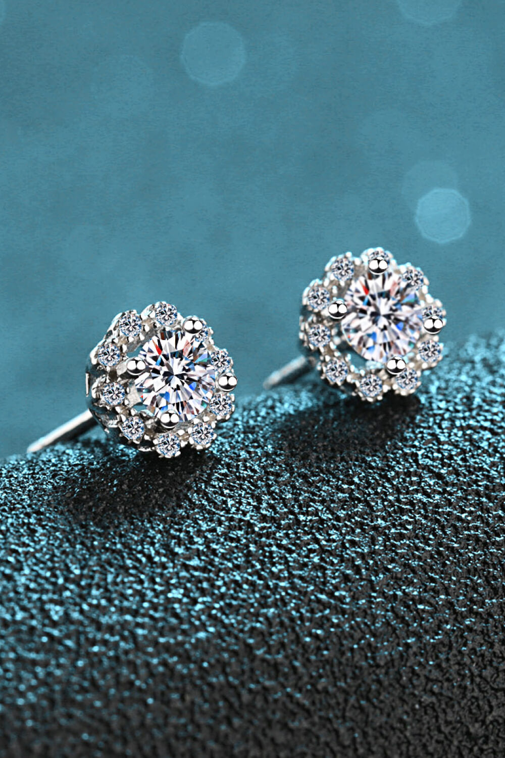 Moissanite Floral-Shaped Stud Earrings-Teresa&#39;s Fashionista LLC