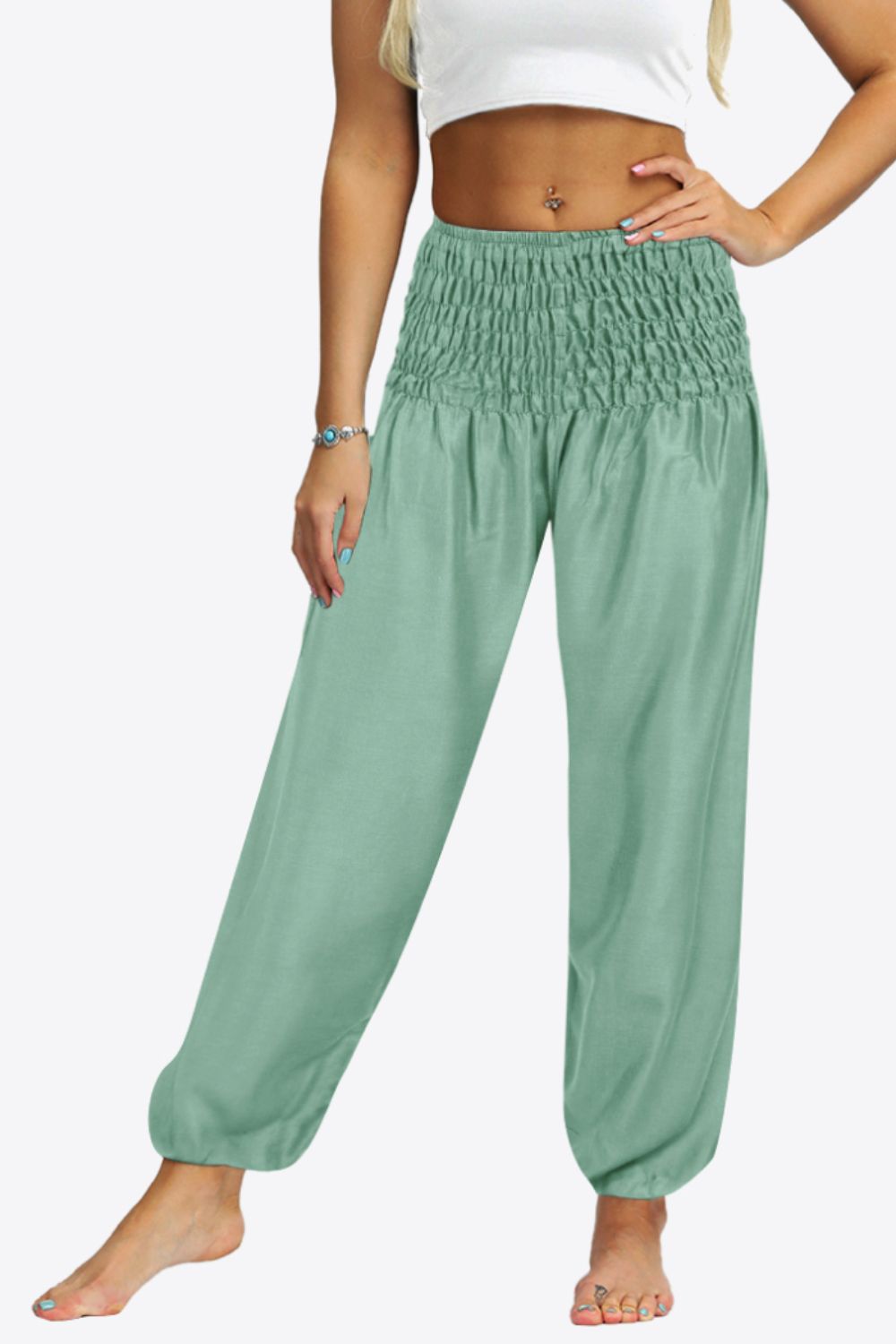 Smocked Joggers with Pockets-Teresa&#39;s Fashionista LLC