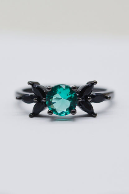 Paraiba Tourmaline and Zircon Leaf Ring-Teresa&#39;s Fashionista LLC