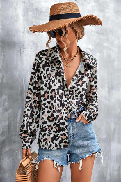 Printed Button Down Long Sleeve Shirt-Teresa&#39;s Fashionista LLC