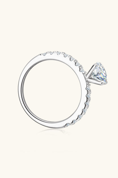 Moissanite Platinum-Plated Side Stone Ring-Teresa&#39;s Fashionista LLC