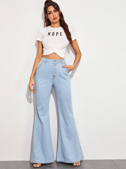 Button Fly Wide Leg Jeans-Teresa&#39;s Fashionista LLC