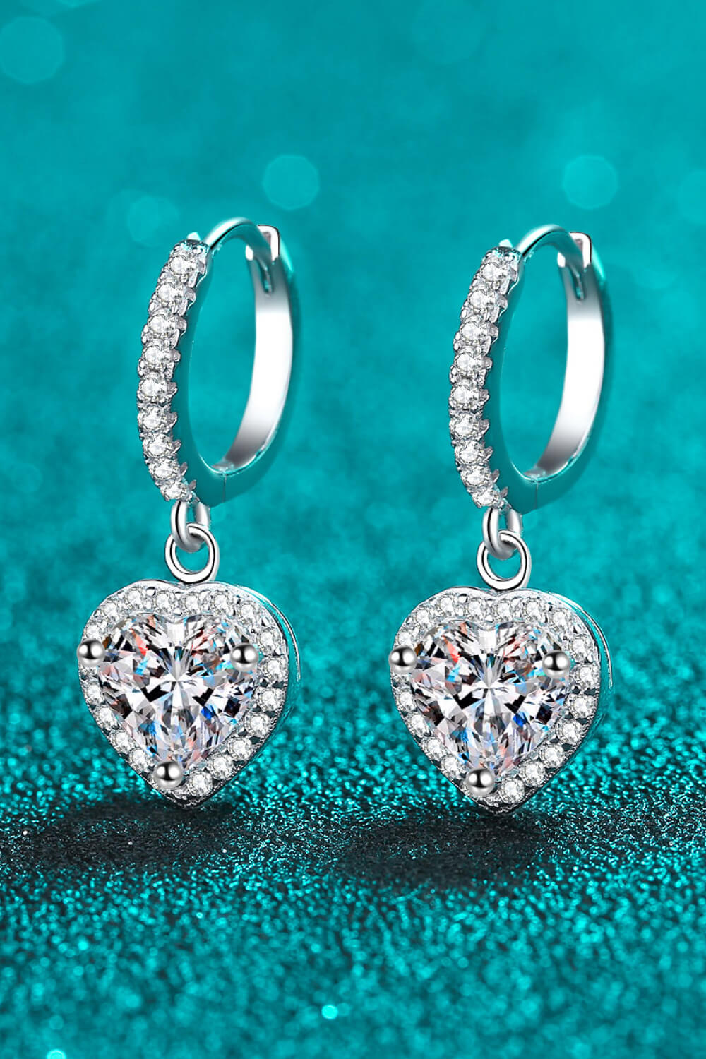 Moissanite Heart-Shaped Drop Earrings-Teresa&#39;s Fashionista LLC