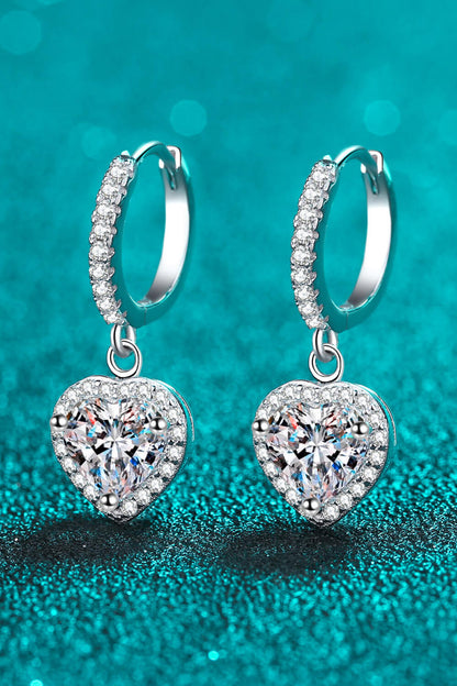 Moissanite Heart-Shaped Drop Earrings-Teresa&#39;s Fashionista LLC